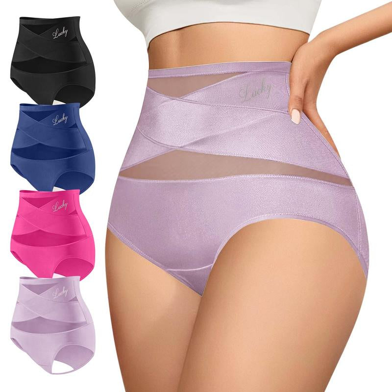 High-Waisted Letter Print Underwear,Cross Support Tummy Control Panties for Women,Breathable Slimming Underwear for Women, All-Season Comfy Daily Wear. Casual Bridal Basic Minimalist Lingerie,Fallfreshness Underwear.