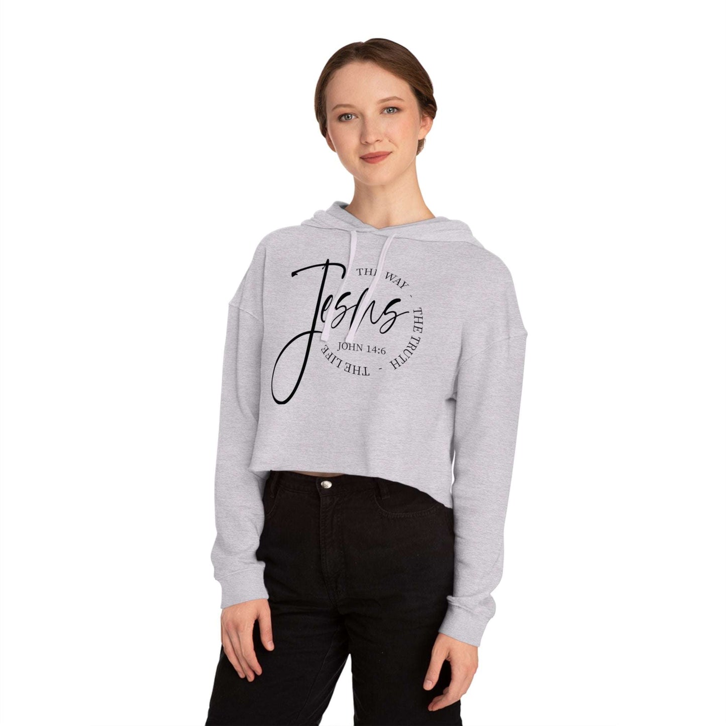 Jesus Script Women's Cropped Hoodie - Dream Studio Prints