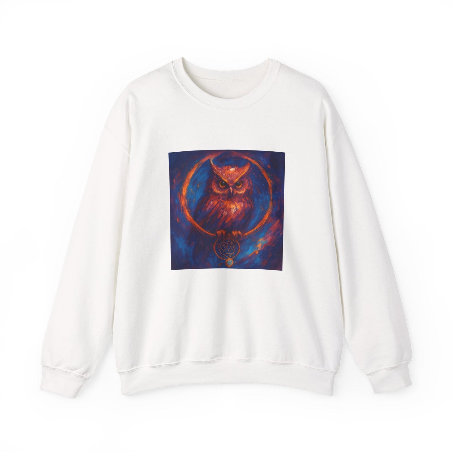 Owl Moon Crewneck Sweatshirt — Mystic Night Forest Owl Graphic