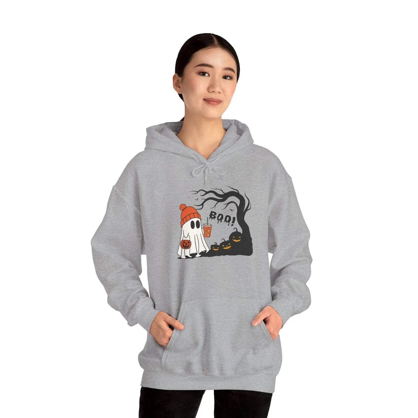 Ghost Hoodie - Cozy Halloween Unisex Sweatshirt for Fall Fashion and Costume - Dream Studio Prints