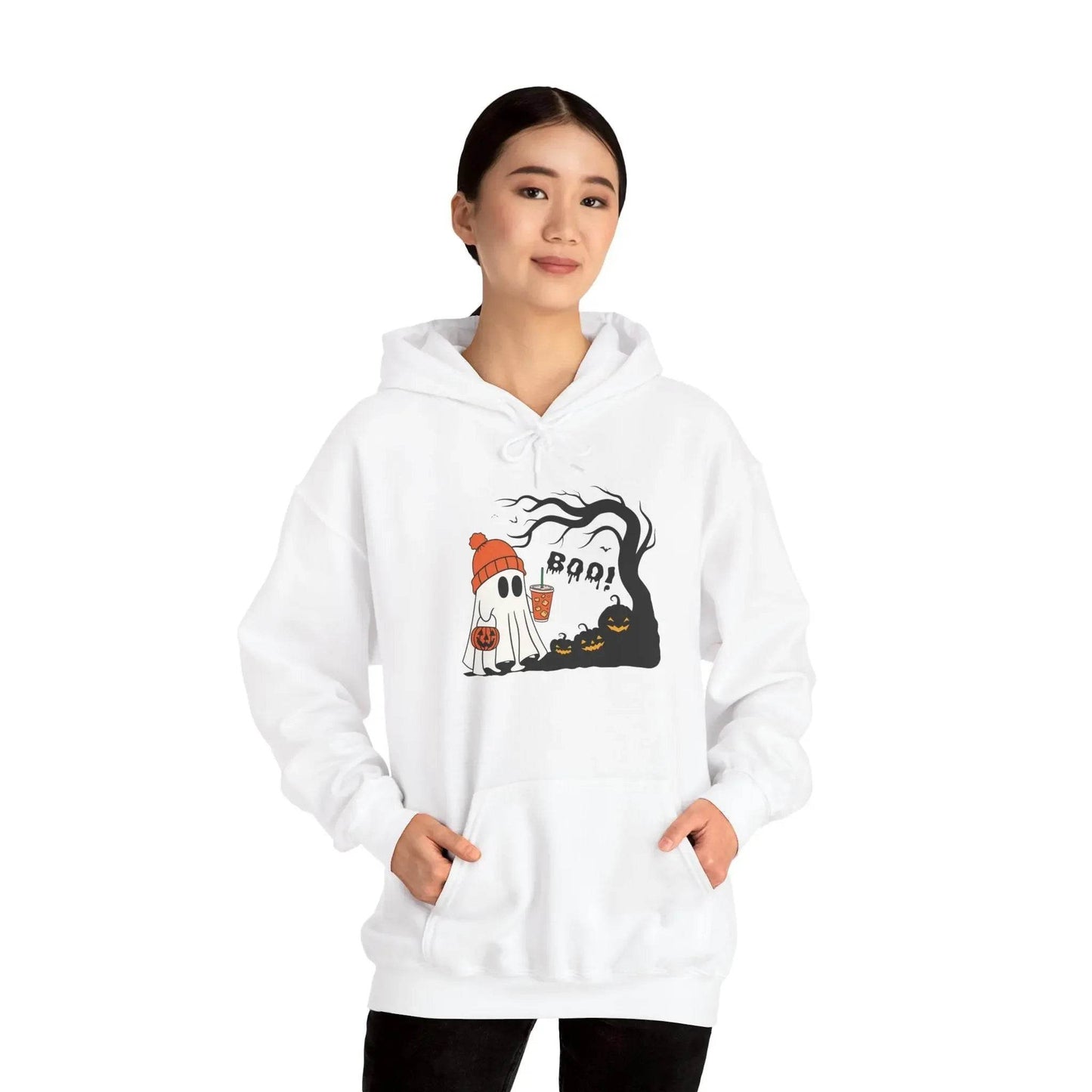 Ghost Hoodie - Cozy Halloween Unisex Sweatshirt for Fall Fashion and Costume - Dream Studio Prints