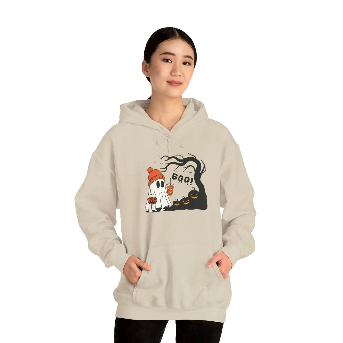 Ghost Hoodie - Cozy Halloween Unisex Sweatshirt for Fall Fashion and Costume - Dream Studio Prints
