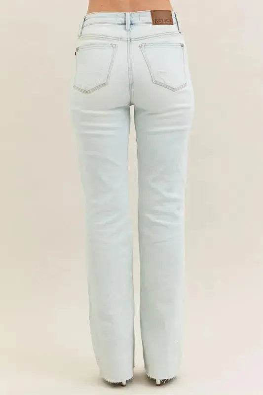 Judy Blue Full Size Destroy & Fray Hem Bootcut Jeans Plus Size - Dream Studio Prints