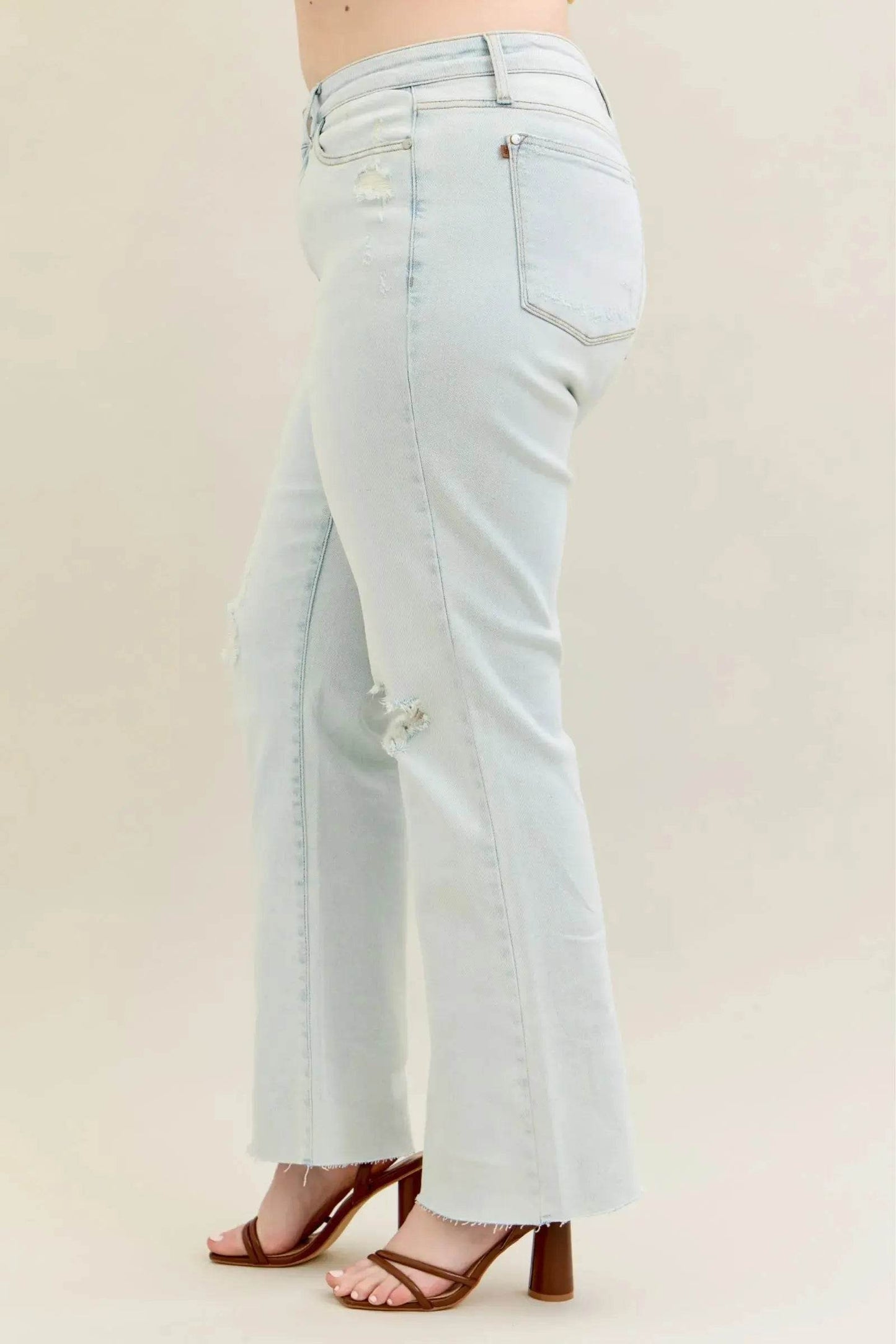 Judy Blue Full Size Destroy & Fray Hem Bootcut Jeans Plus Size - Dream Studio Prints