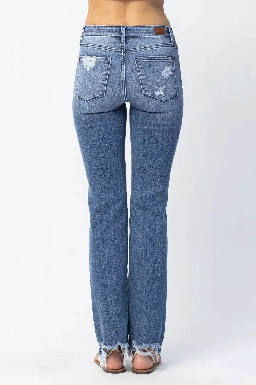 Judy Blue Full Size Mid Rise Destroy Straight Jeans Plus Size - Dream Studio Prints
