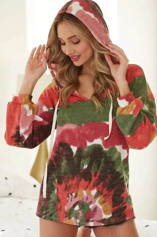 Tie-Dye BiBi Knit Hoodie with Twill Tape - Dream Studio Prints