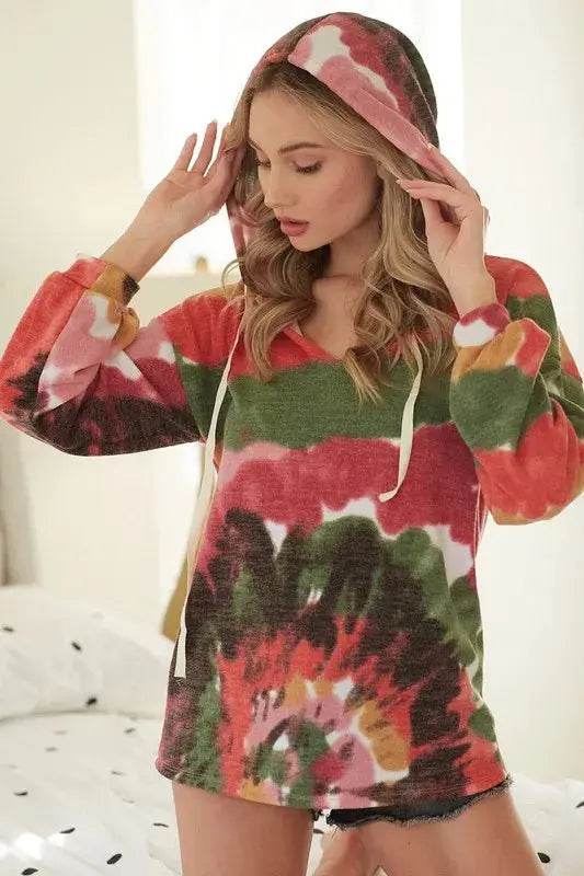 Tie-Dye BiBi Knit Hoodie with Twill Tape - Dream Studio Prints
