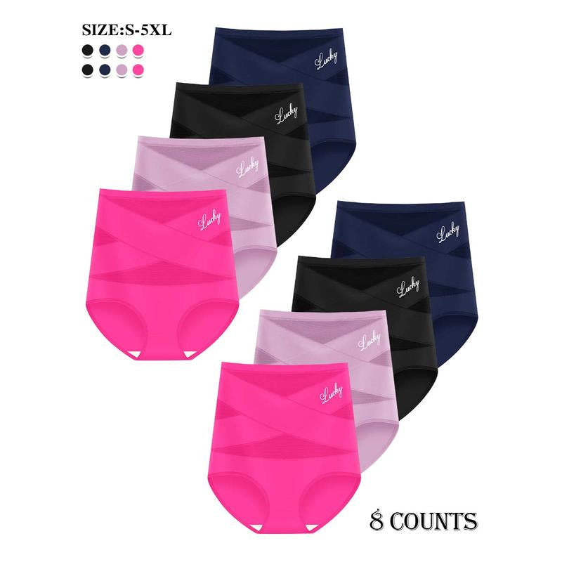 High-Waisted Letter Print Underwear,Cross Support Tummy Control Panties for Women,Breathable Slimming Underwear for Women, All-Season Comfy Daily Wear. Casual Bridal Basic Minimalist Lingerie,Fallfreshness Underwear.