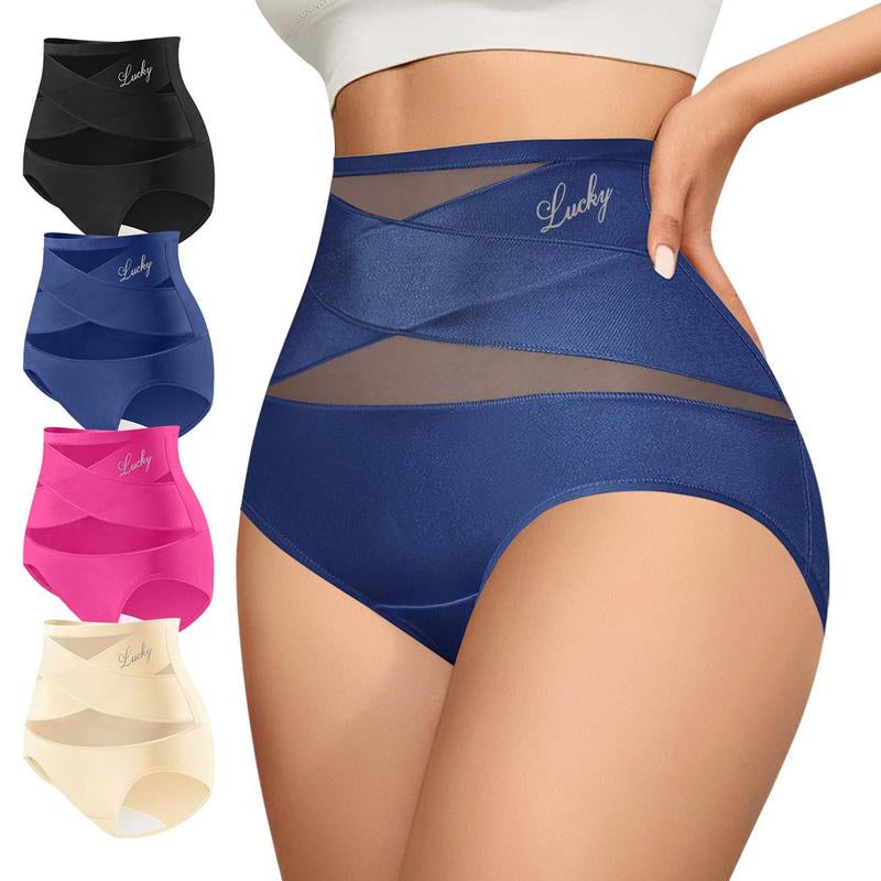 High-Waisted Letter Print Underwear,Cross Support Tummy Control Panties for Women,Breathable Slimming Underwear for Women, All-Season Comfy Daily Wear. Casual Bridal Basic Minimalist Lingerie,Fallfreshness Underwear.