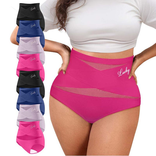 High-Waisted Letter Print Underwear,Cross Support Tummy Control Panties for Women,Breathable Slimming Underwear for Women, All-Season Comfy Daily Wear. Casual Bridal Basic Minimalist Lingerie,Fallfreshness Underwear.