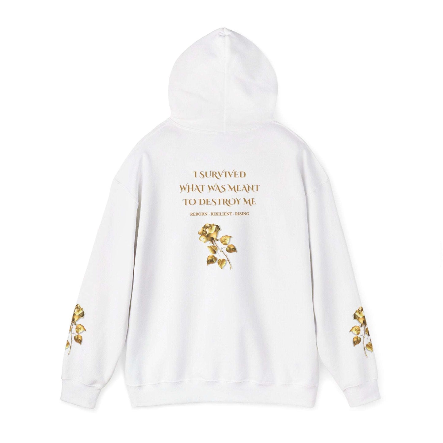 Resilient Rose Hoodie – Inspirational Graphic Hoodie with Gold Roses - Dream Studio Prints
