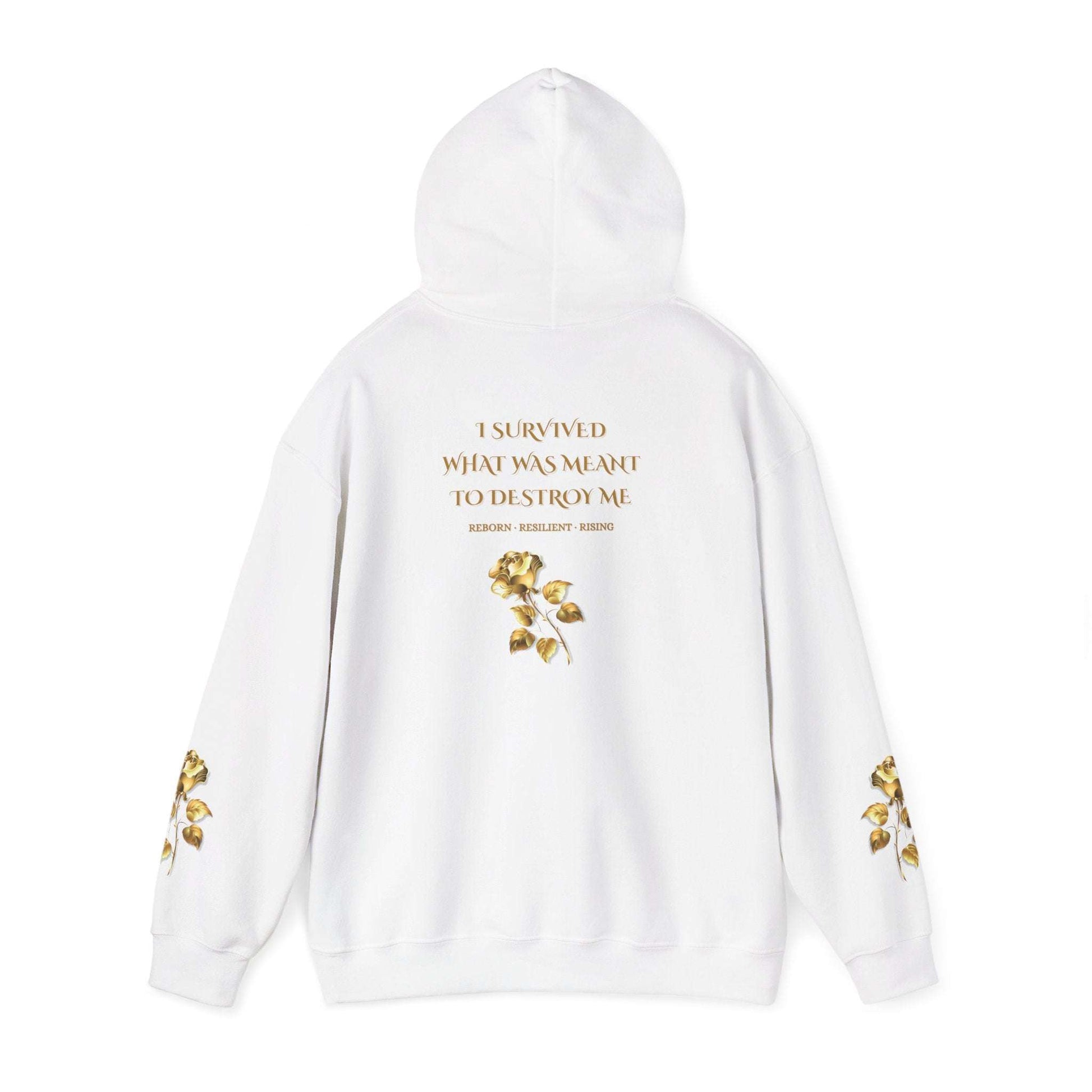 Resilient Rose Hoodie – Inspirational Graphic Hoodie with Gold Roses - Dream Studio Prints