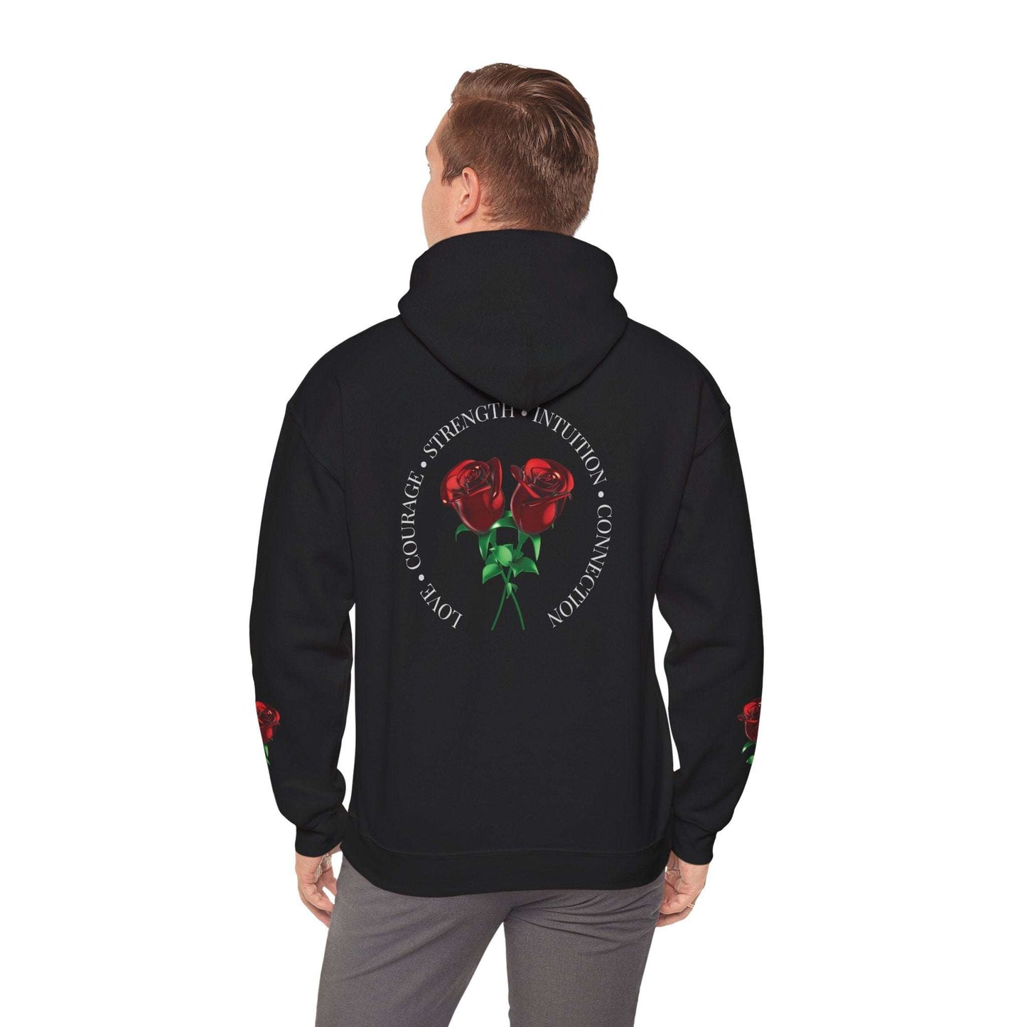 Rose Emblem Hoodie — Courage, Strength & Connection Graphic Pullover - Dream Studio Prints