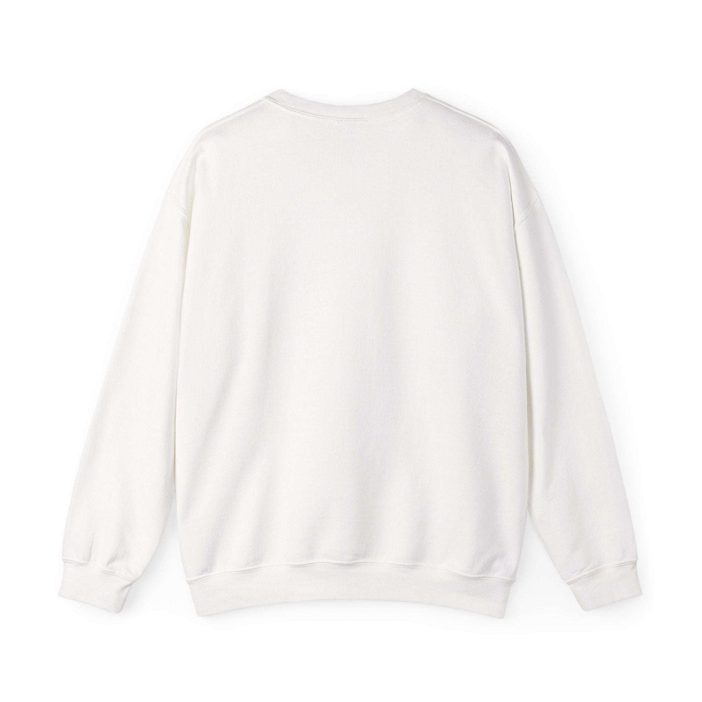 Back view of white Survived Me Sweatshirt, showcasing soft fabric and relaxed fit for everyday wear.
