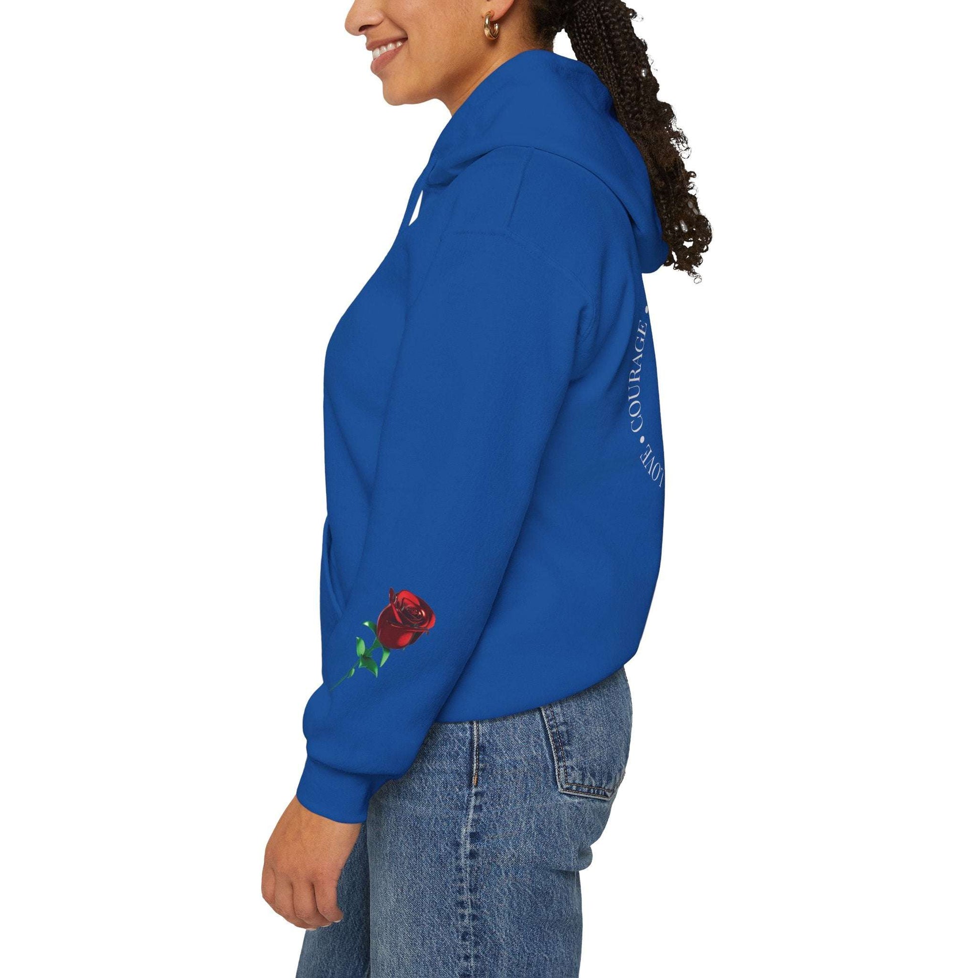 Rose Emblem Hoodie — Courage, Strength & Connection Graphic Pullover - Dream Studio Prints