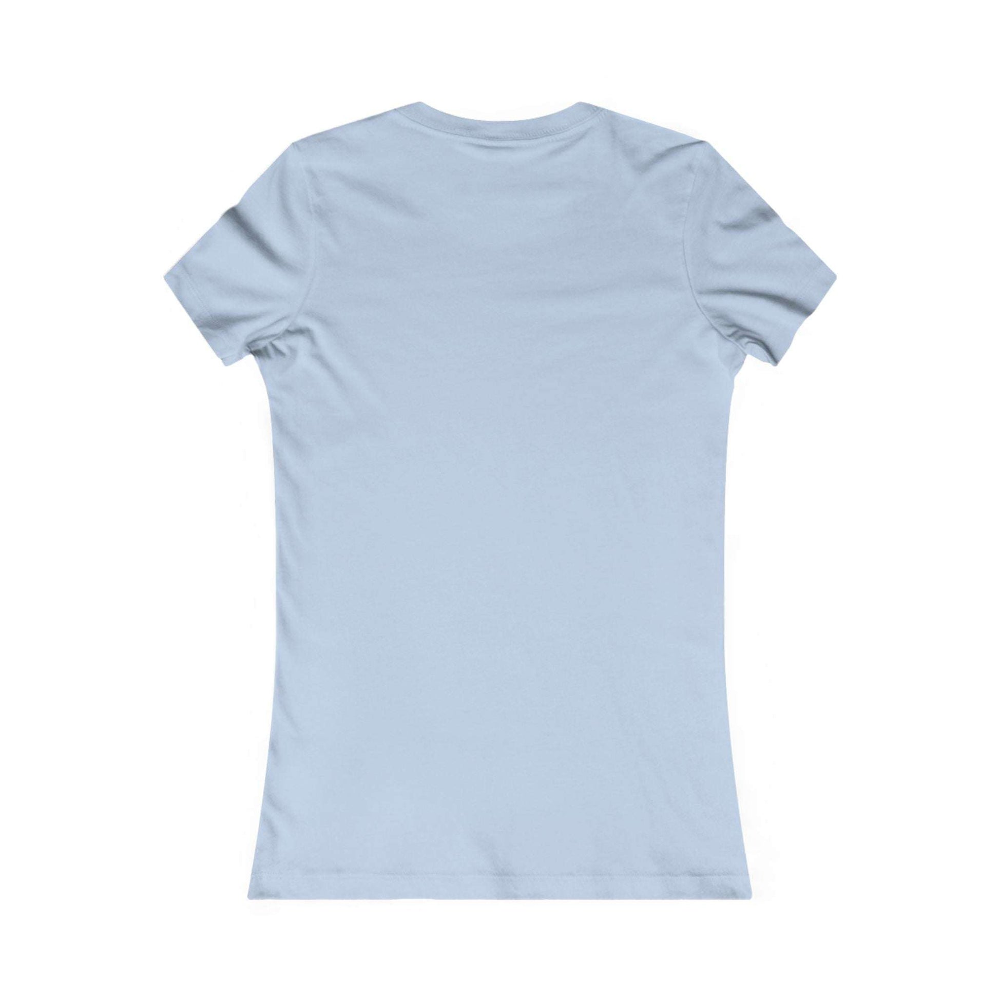 Back view of light blue Hope Scripture T-Shirt. Simple and soft Christian women's tee with no back print, perfect for daily devotion looks.