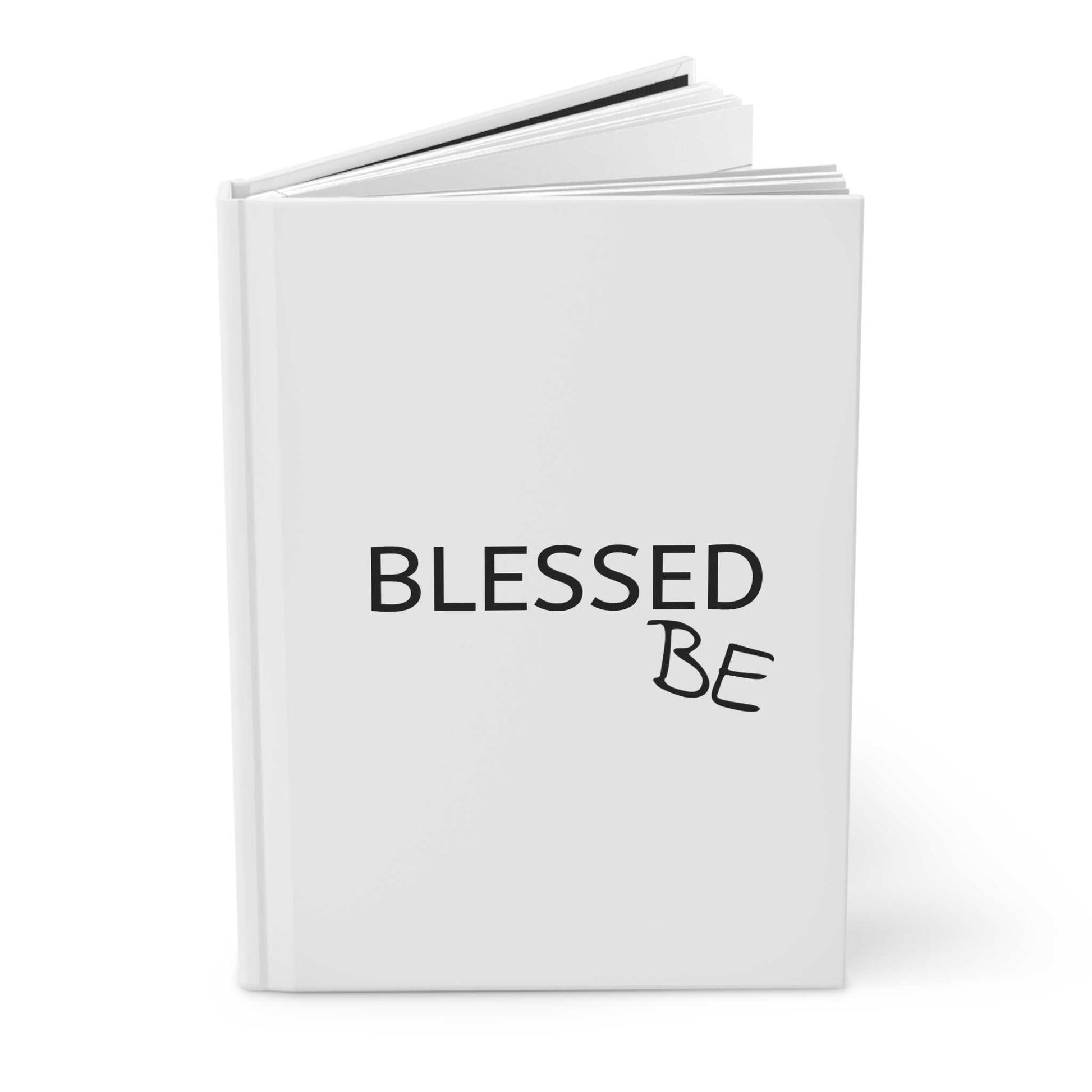 Blessed Be Hardcover Journal partially open, showcasing mystical design