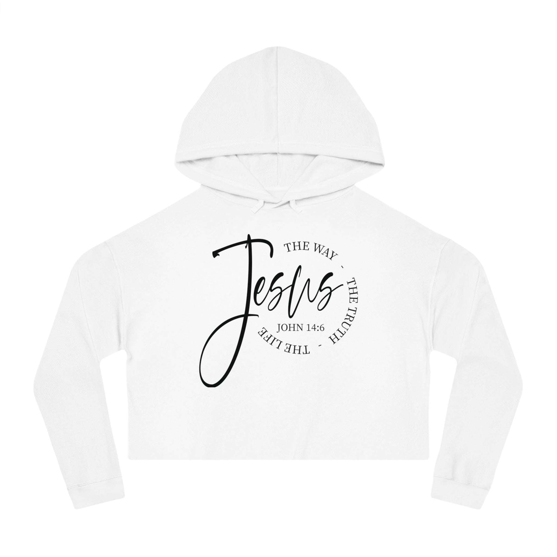 Jesus Script Women's Cropped Hoodie - Dream Studio Prints
