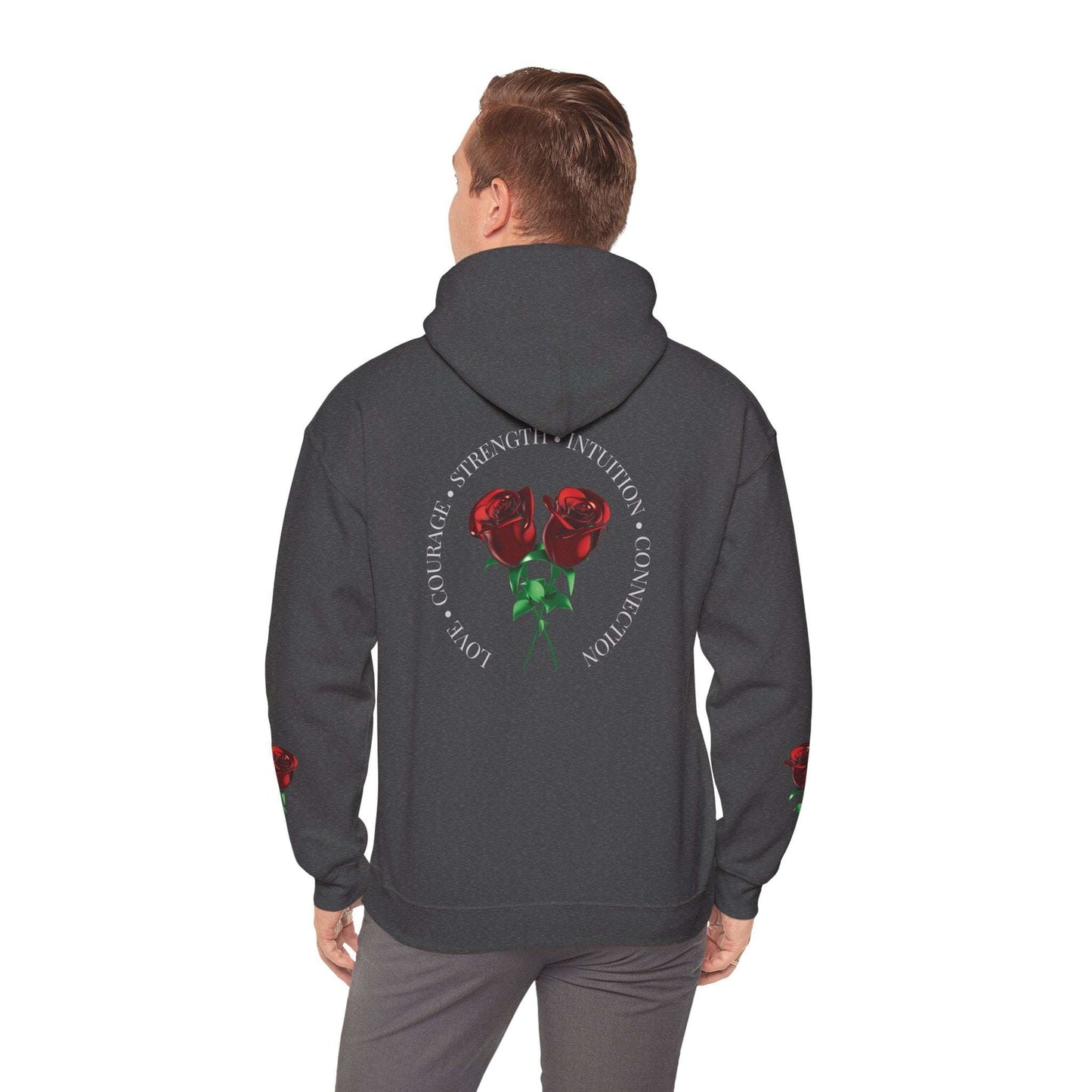 Rose Emblem Hoodie — Courage, Strength & Connection Graphic Pullover - Dream Studio Prints