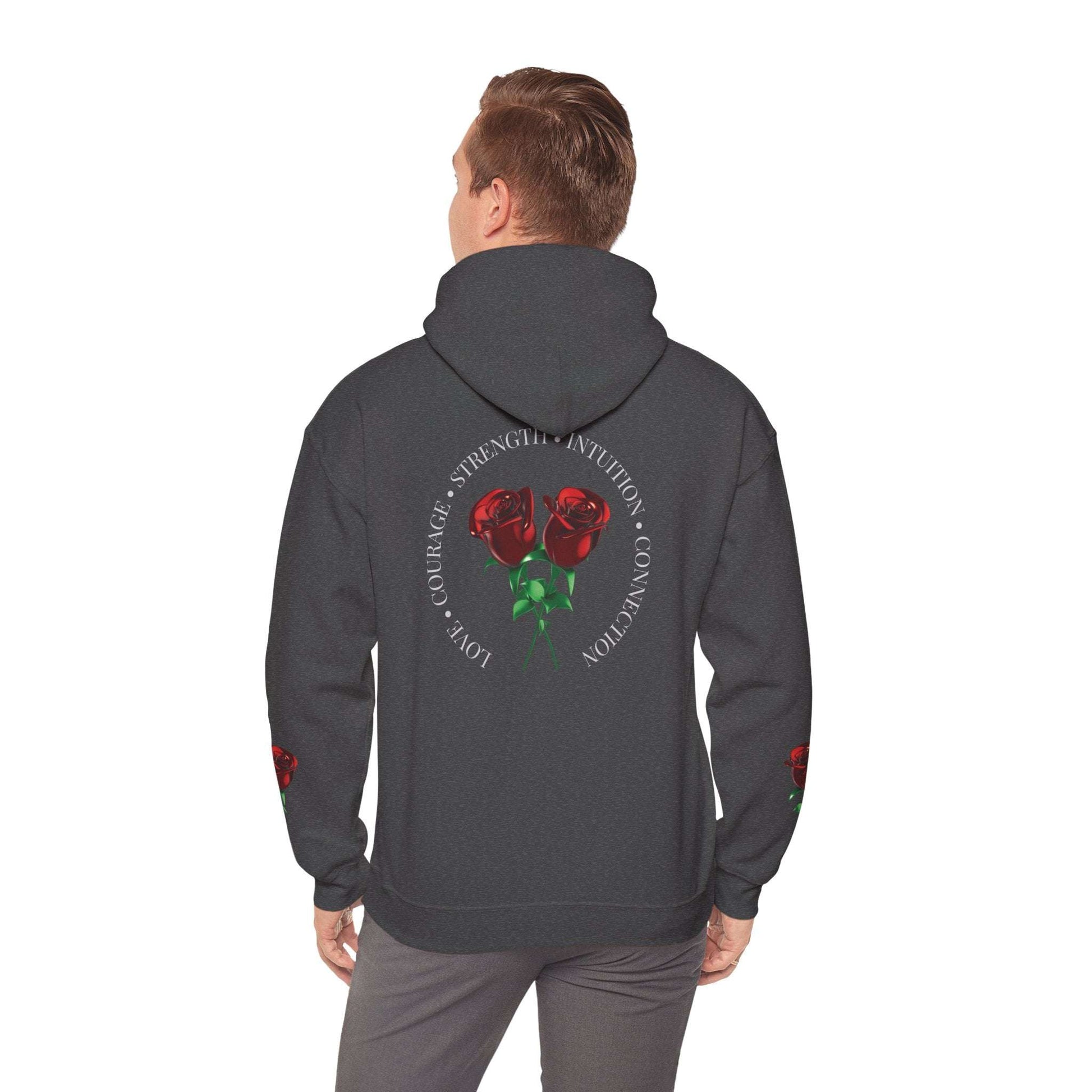 Rose Emblem Hoodie — Courage, Strength & Connection Graphic Pullover - Dream Studio Prints