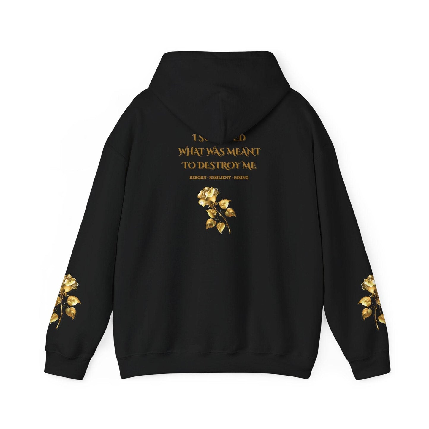 Resilient Rose Hoodie – Inspirational Graphic Hoodie with Gold Roses - Dream Studio Prints