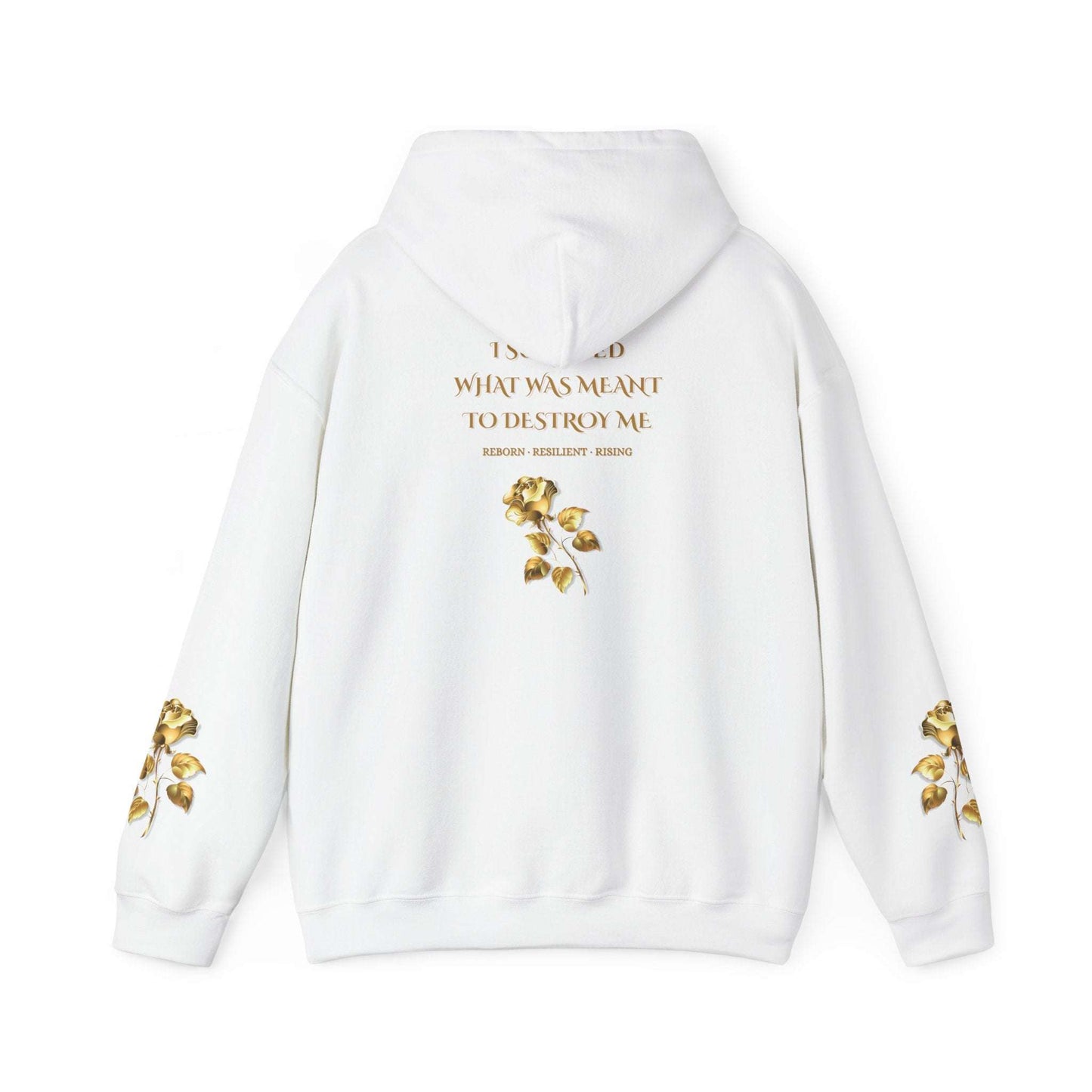 Resilient Rose Hoodie – Inspirational Graphic Hoodie with Gold Roses - Dream Studio Prints