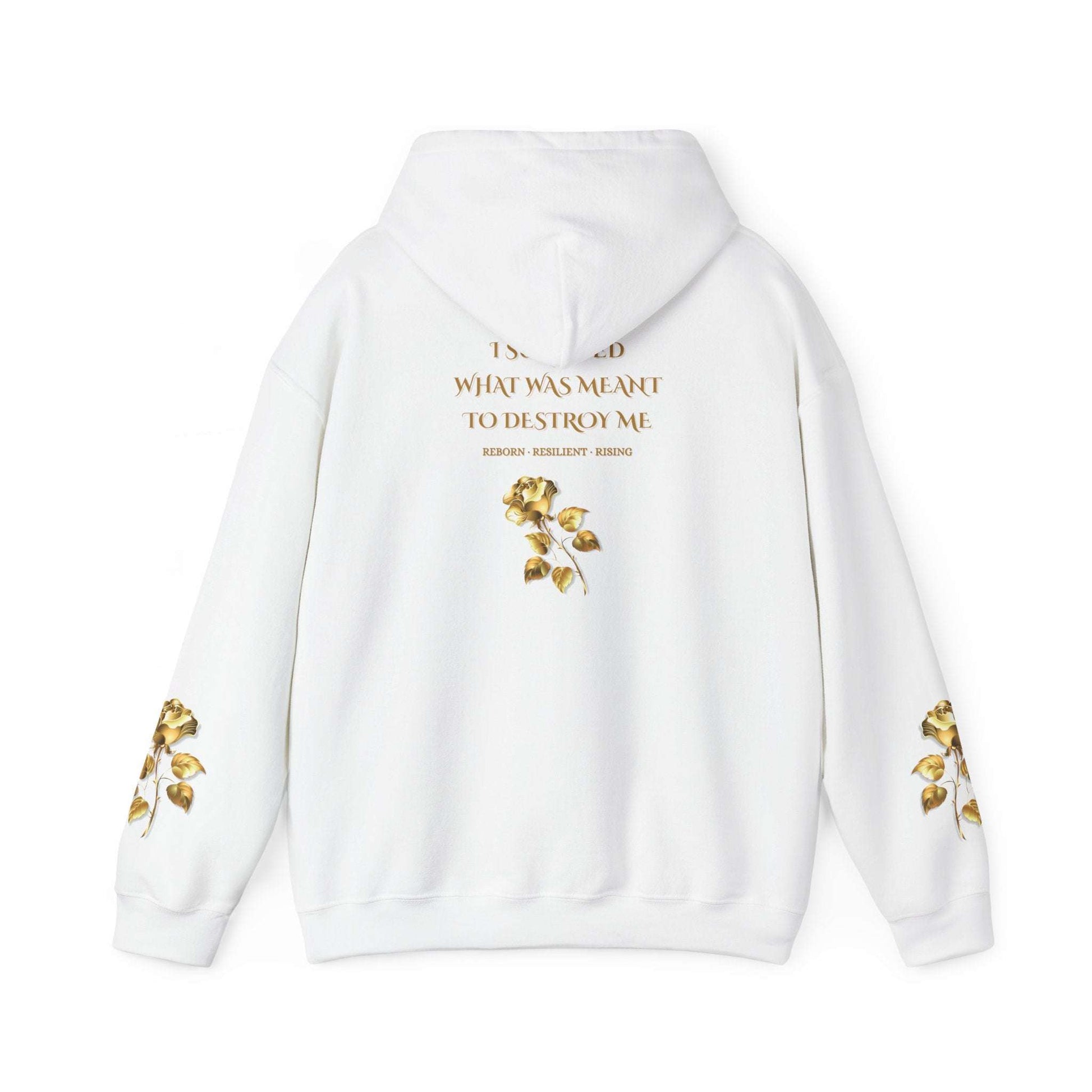 Resilient Rose Hoodie – Inspirational Graphic Hoodie with Gold Roses - Dream Studio Prints