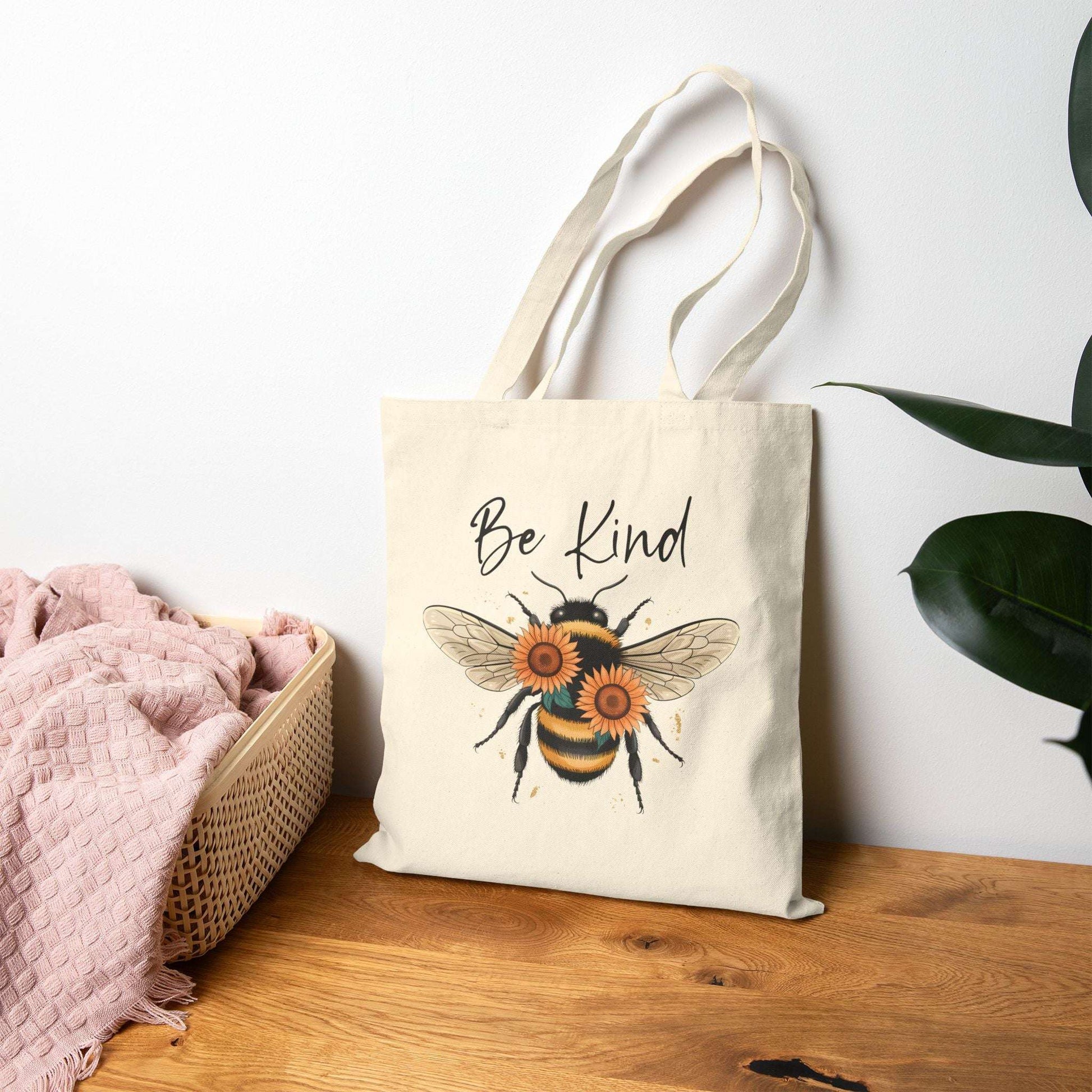 Market Tote Bag - Be Kind Bee Canvas Tote Bag - Dream Studio Prints