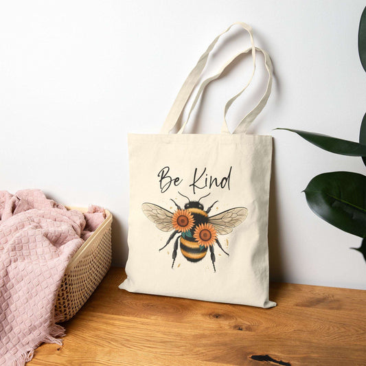 Market Tote Bag - Be Kind Bee Canvas Tote Bag - Dream Studio Prints
