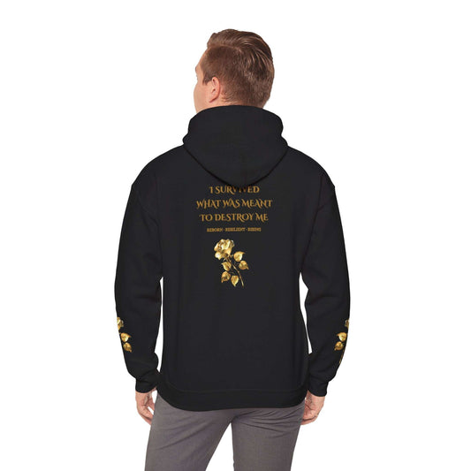 Resilient Rose Hoodie – Inspirational Graphic Hoodie with Gold Roses - Dream Studio Prints