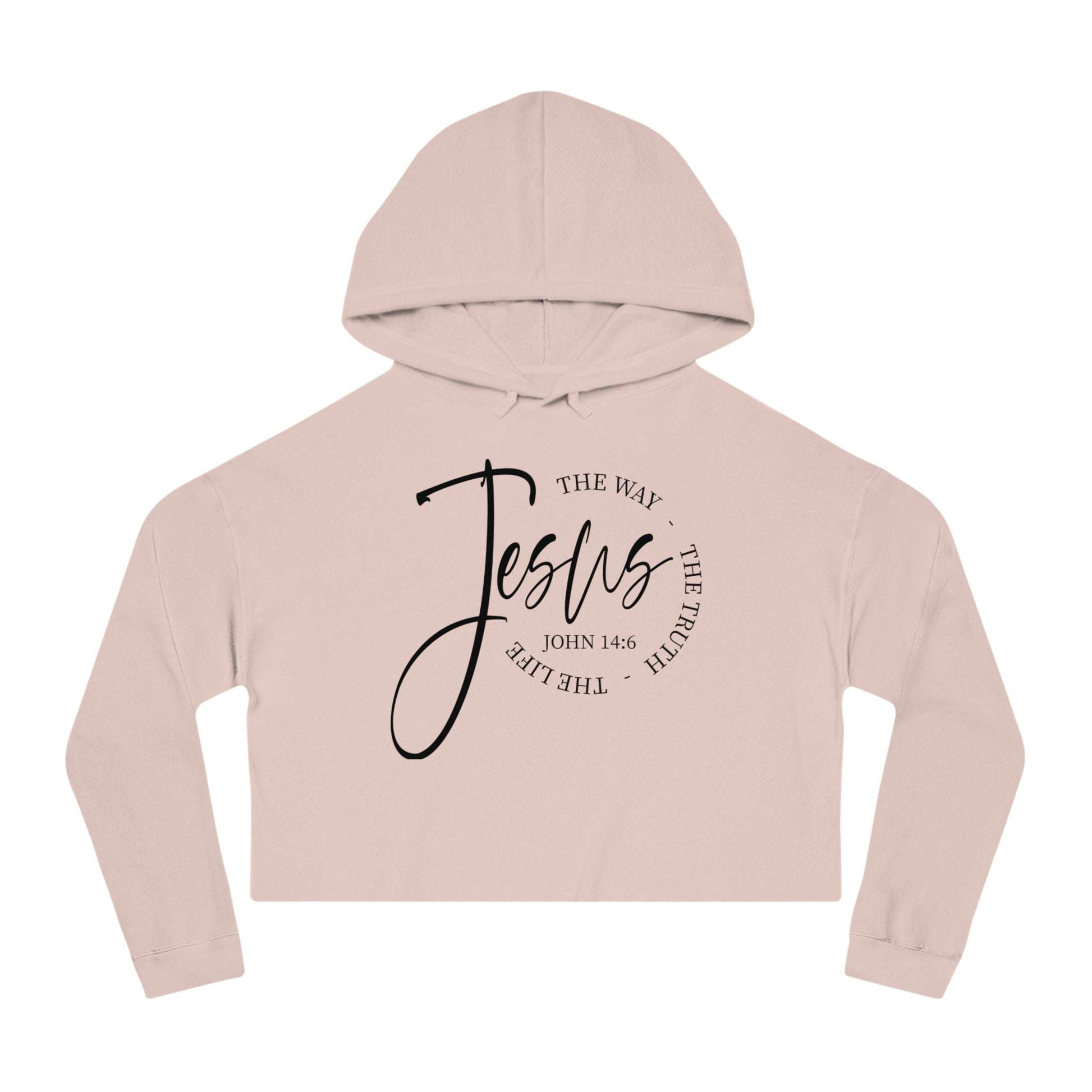 Jesus Script Women's Cropped Hoodie - Dream Studio Prints