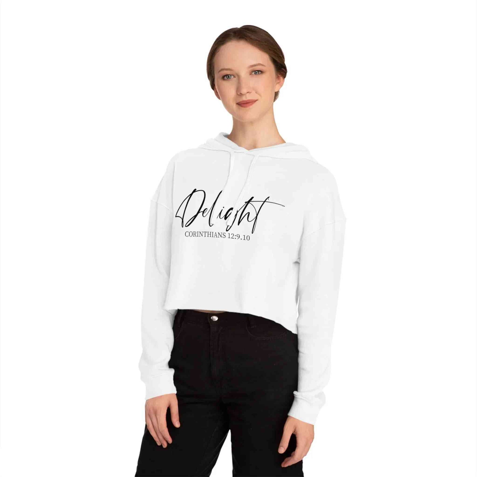 Cropped Hoodie - Corinthians Bible Verse Sweatshirt for Women - Dream Studio Prints