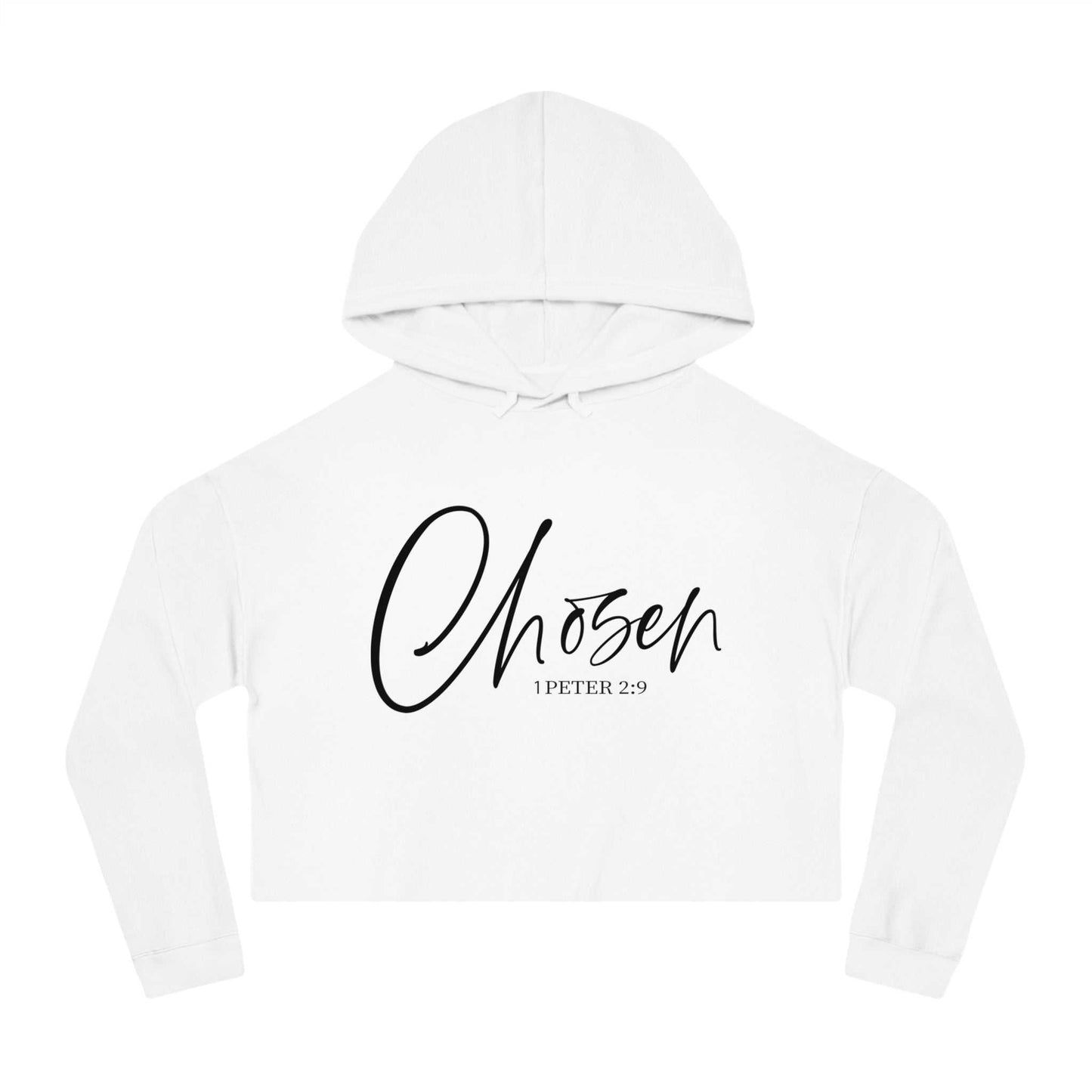 Faith-Inspired Cropped Sweatshirt — "Choosen" with 1 Peter 2:9 - Dream Studio Prints