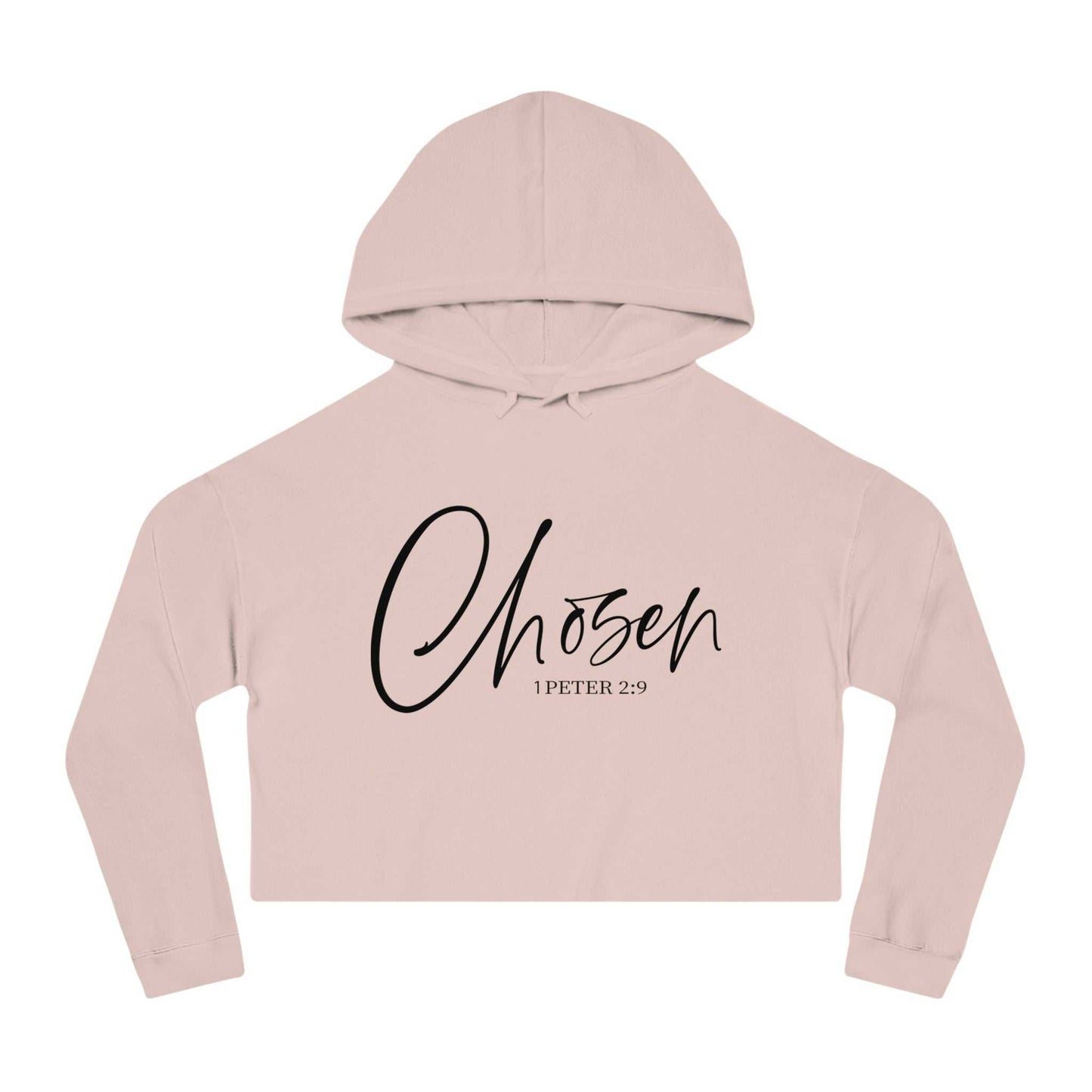 Faith-Inspired Cropped Sweatshirt — "Choosen" with 1 Peter 2:9 - Dream Studio Prints