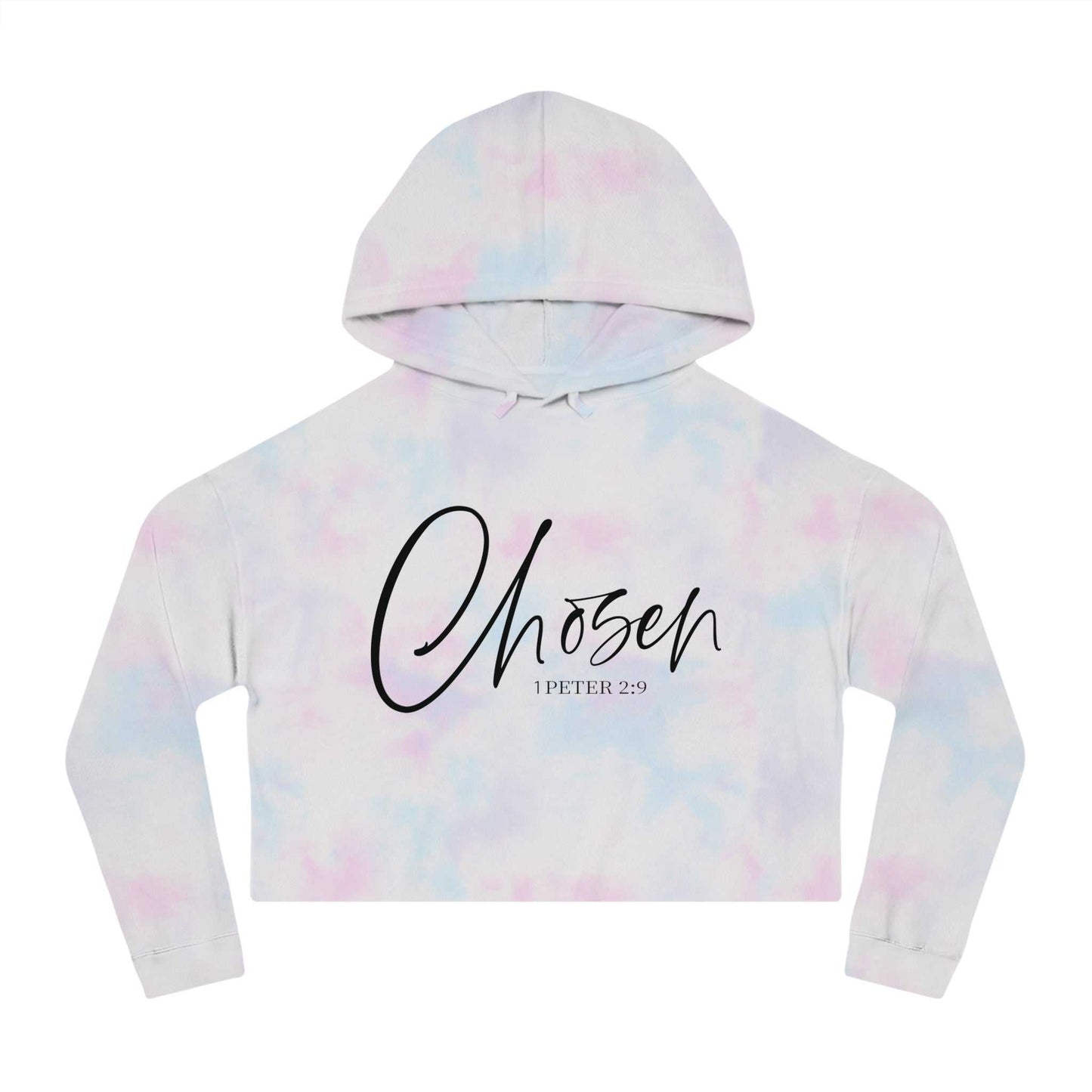 Faith-Inspired Cropped Sweatshirt — "Choosen" with 1 Peter 2:9 - Dream Studio Prints