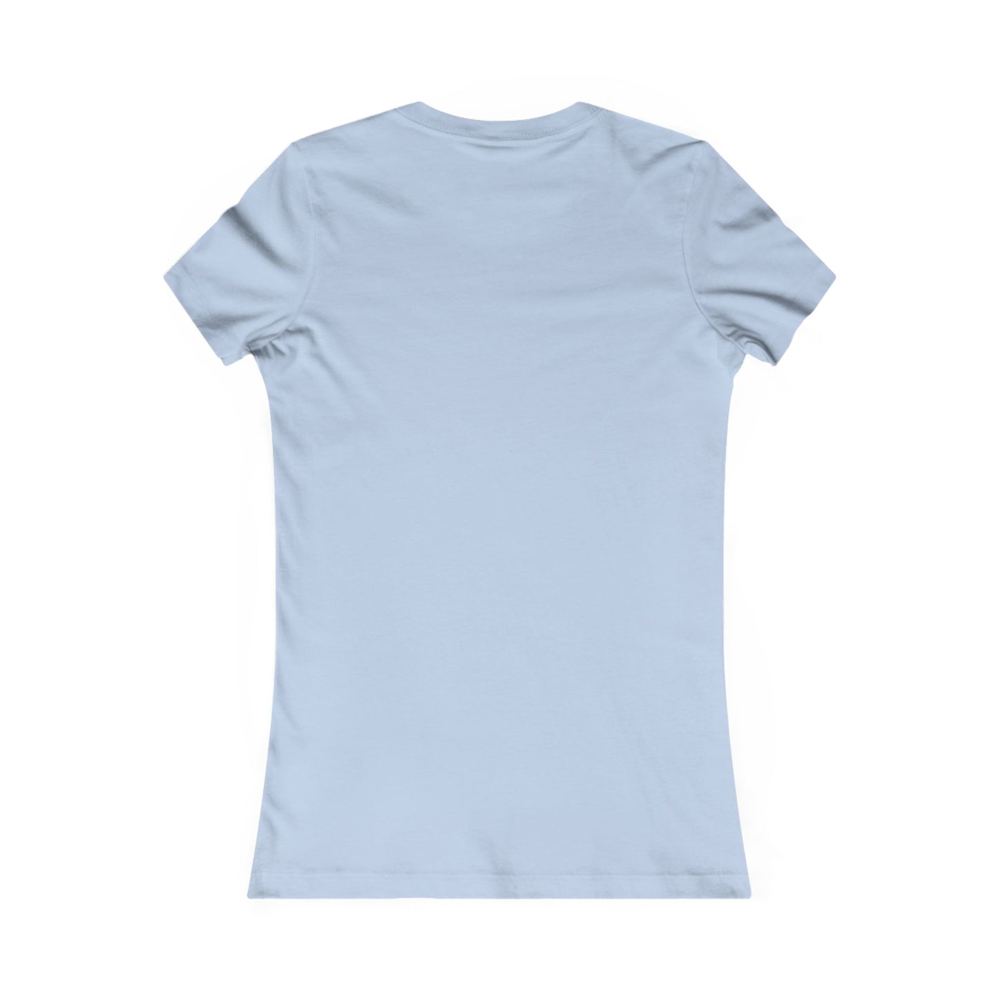 Back of light blue women's tee in breathable cotton, perfect for layering or wearing solo during beach vacations or casual outings.