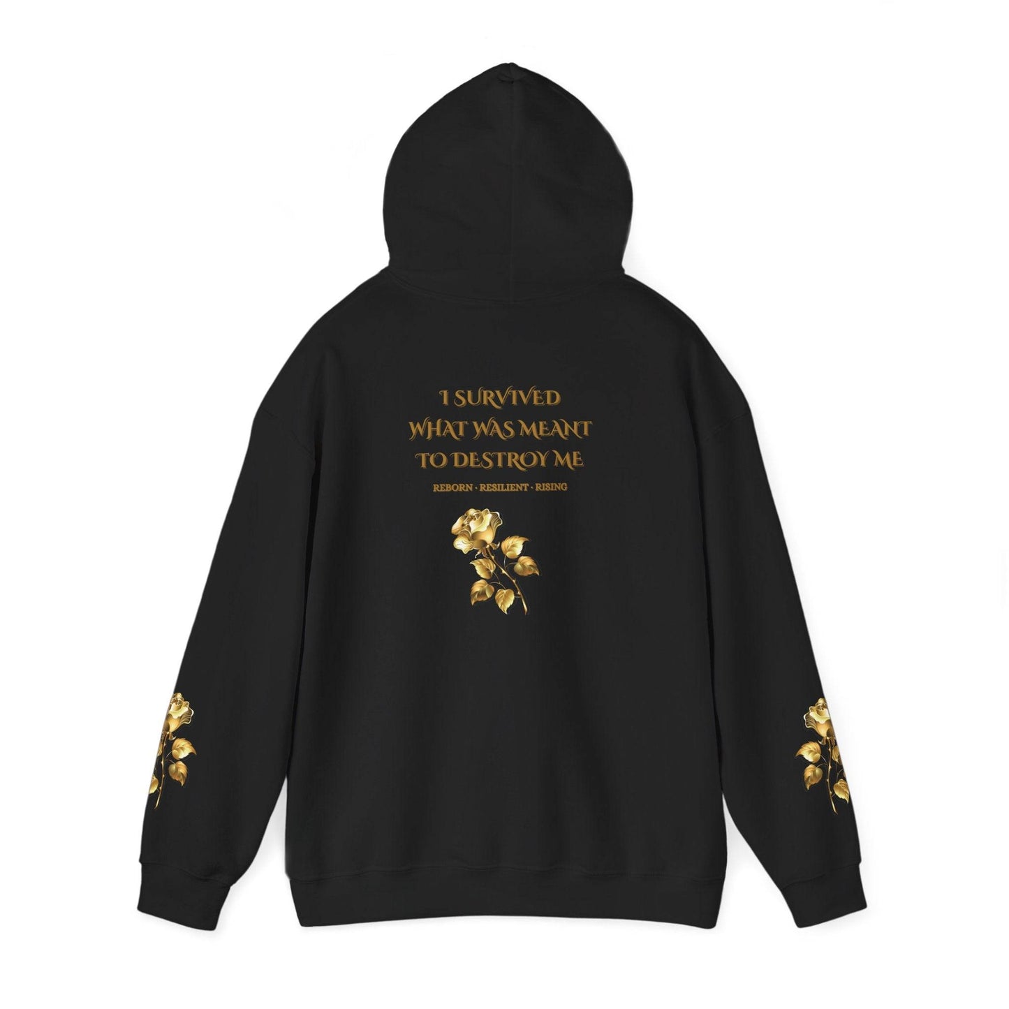 Resilient Rose Hoodie – Inspirational Graphic Hoodie with Gold Roses - Dream Studio Prints