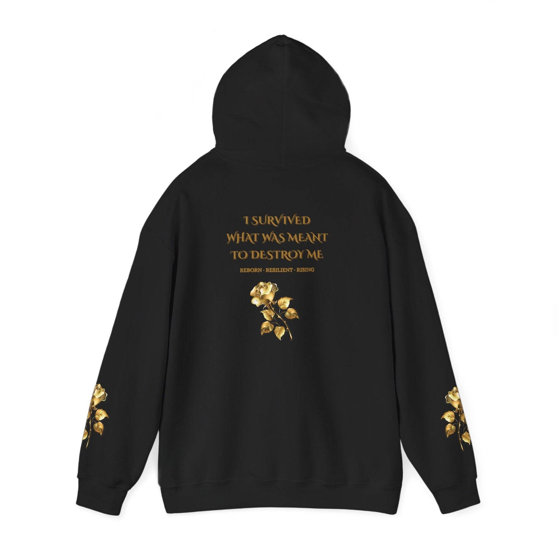 Resilient Rose Hoodie – Inspirational Graphic Hoodie with Gold Roses - Dream Studio Prints