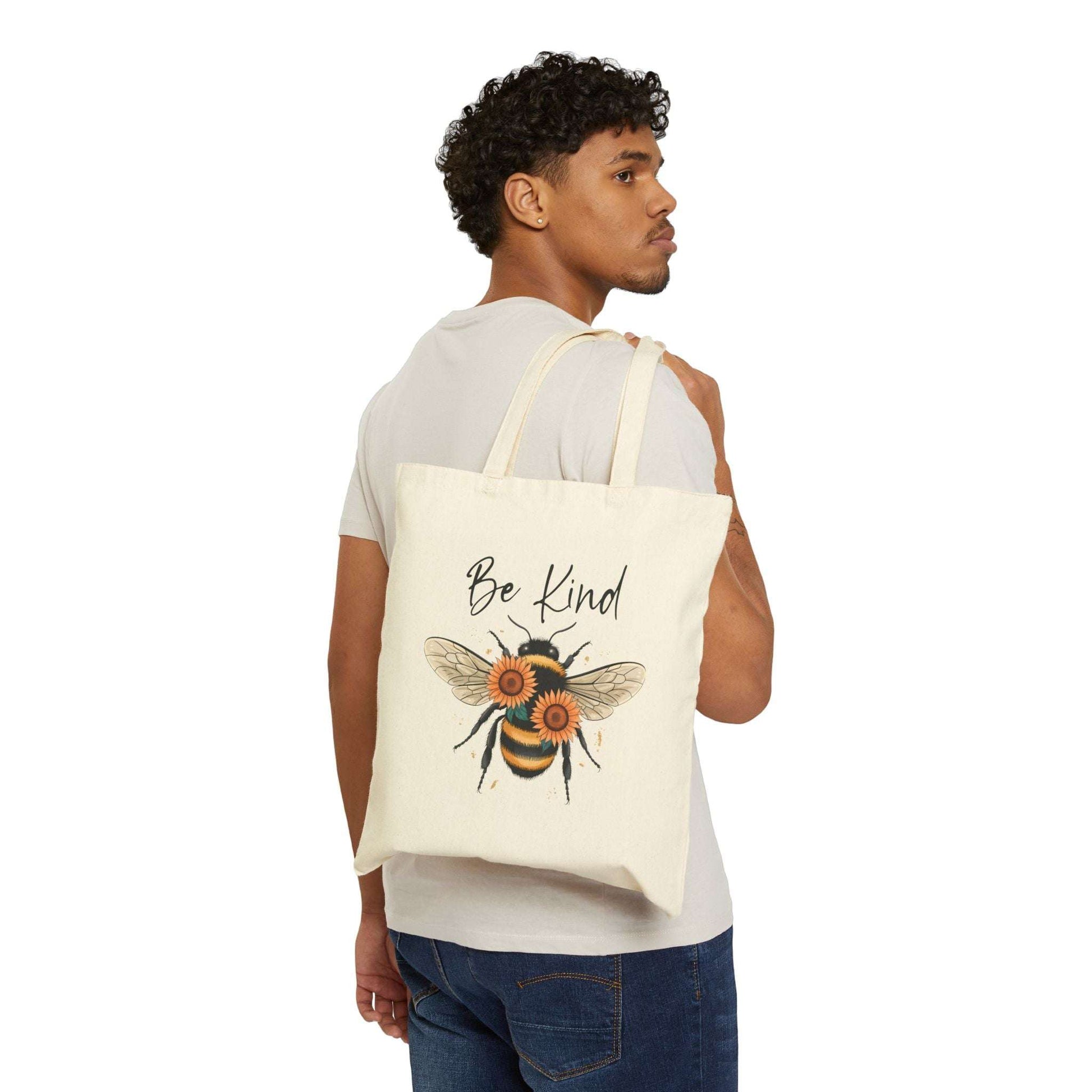 Market Tote Bag - Be Kind Bee Canvas Tote Bag - Dream Studio Prints