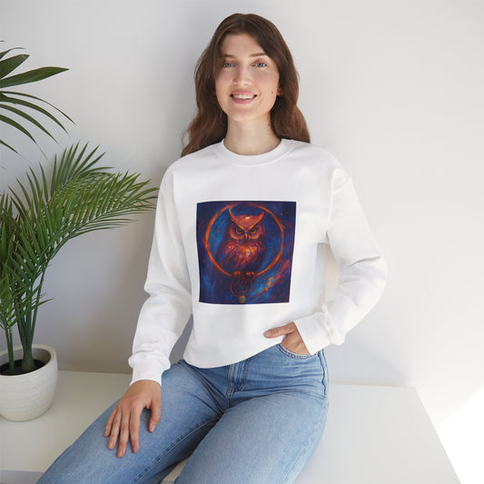 Owl Moon Crewneck Sweatshirt — Mystic Night Forest Owl Graphic
