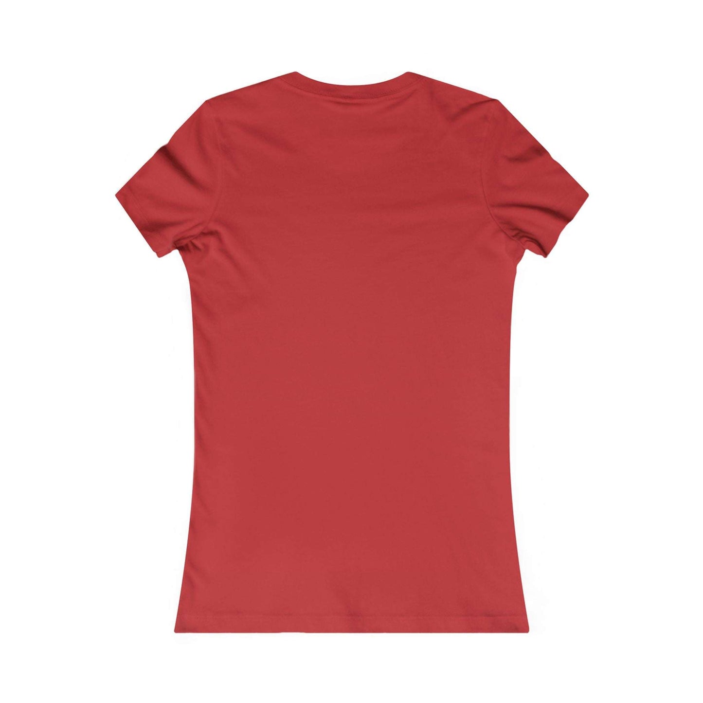 Back view of red Forgive Christian T-Shirt, fitted cotton top for casual spiritual wear and women’s religious wardrobe.