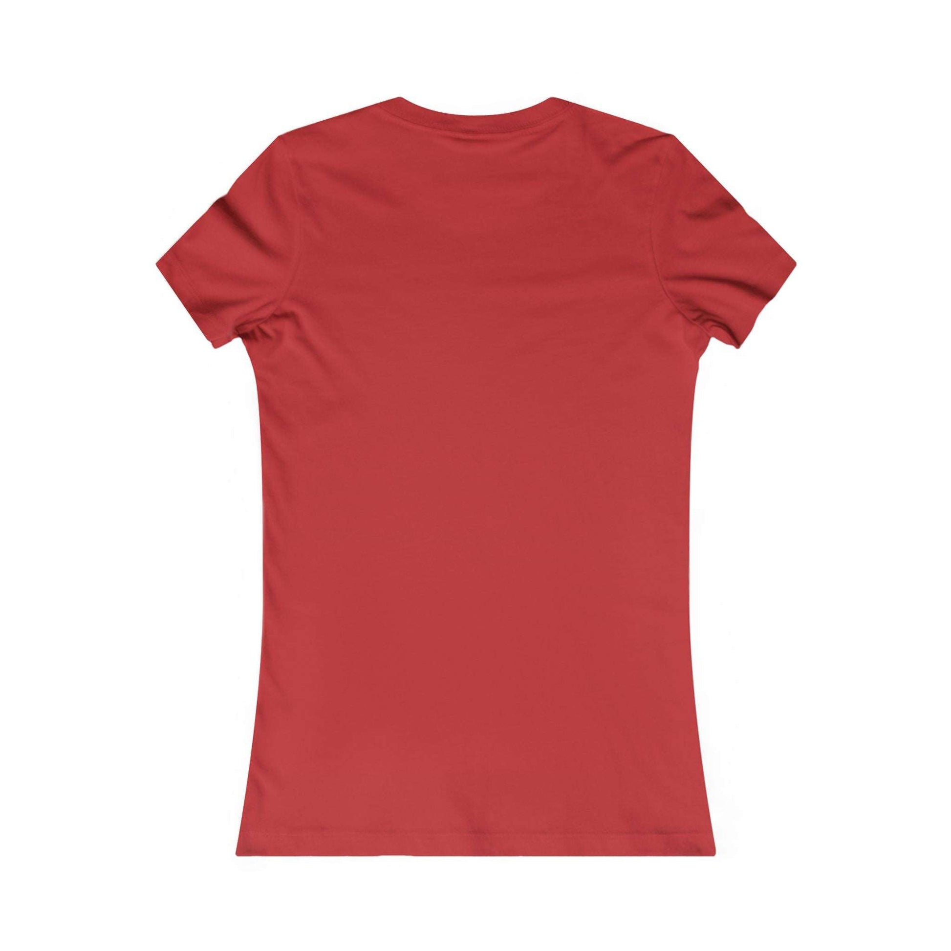 Back view of red Forgive Christian T-Shirt, fitted cotton top for casual spiritual wear and women’s religious wardrobe.