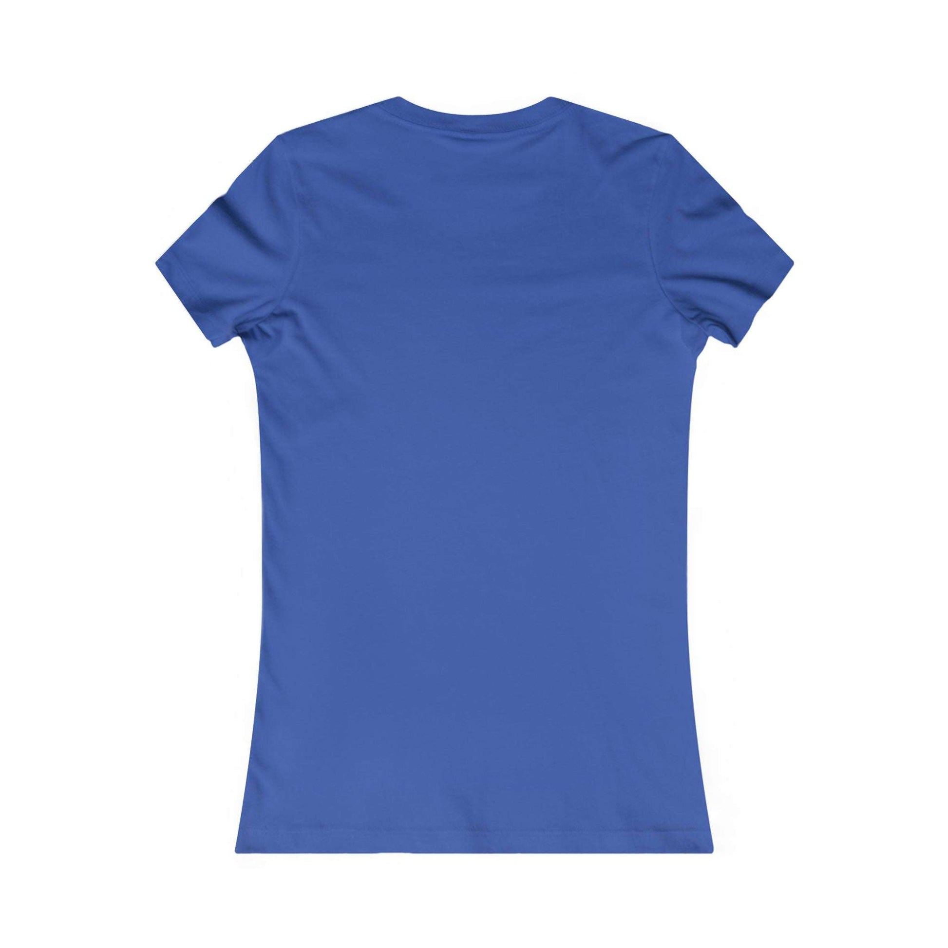 Back view of royal blue One Tiny Seed women's tee, slim-fit cotton shirt with no design, great for layering in faith-based wardrobes.