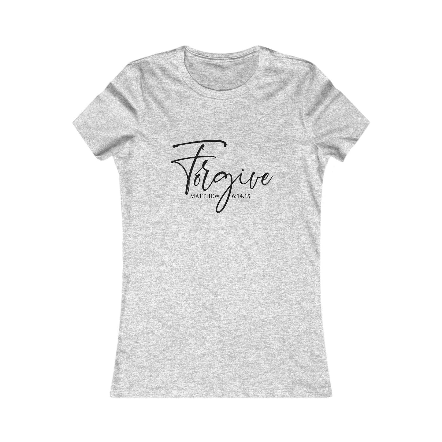 Heather gray Forgive Christian T-Shirt with Matthew 4:16:15 verse, breathable slim-fit tee for religious apparel collections.