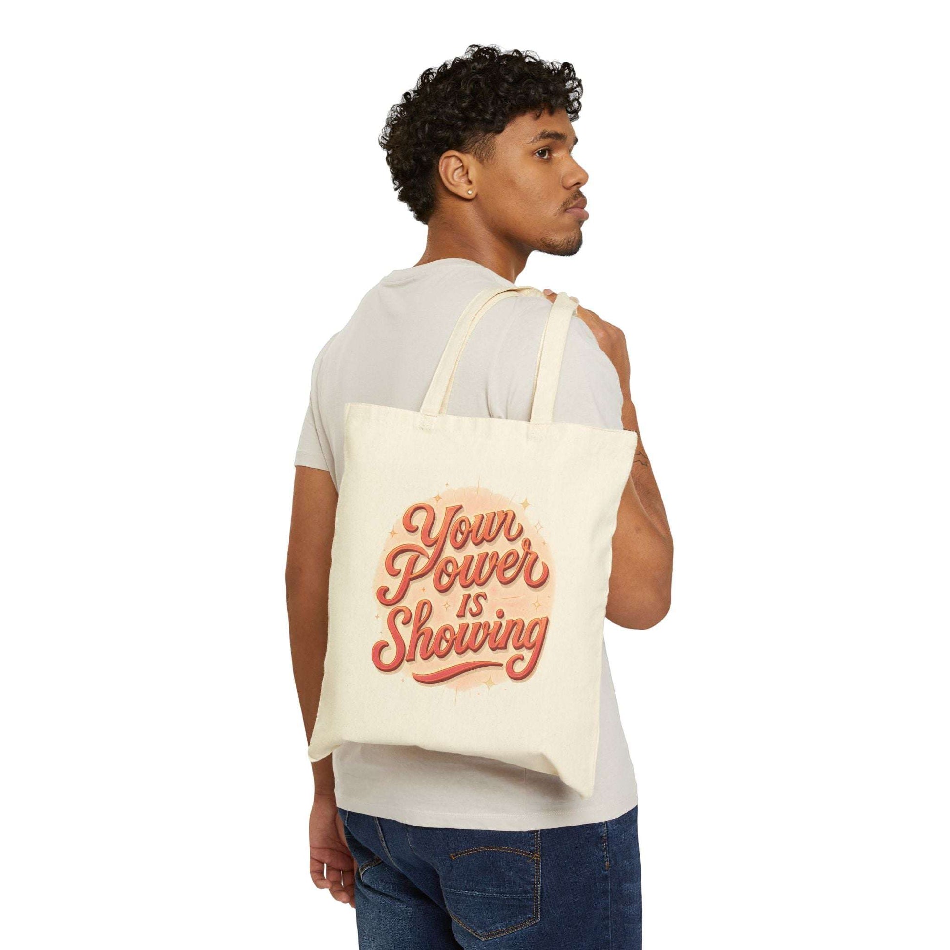 Canvas Tote — "Your Power Is Showing" Retro Empowerment Shopper - Dream Studio Prints