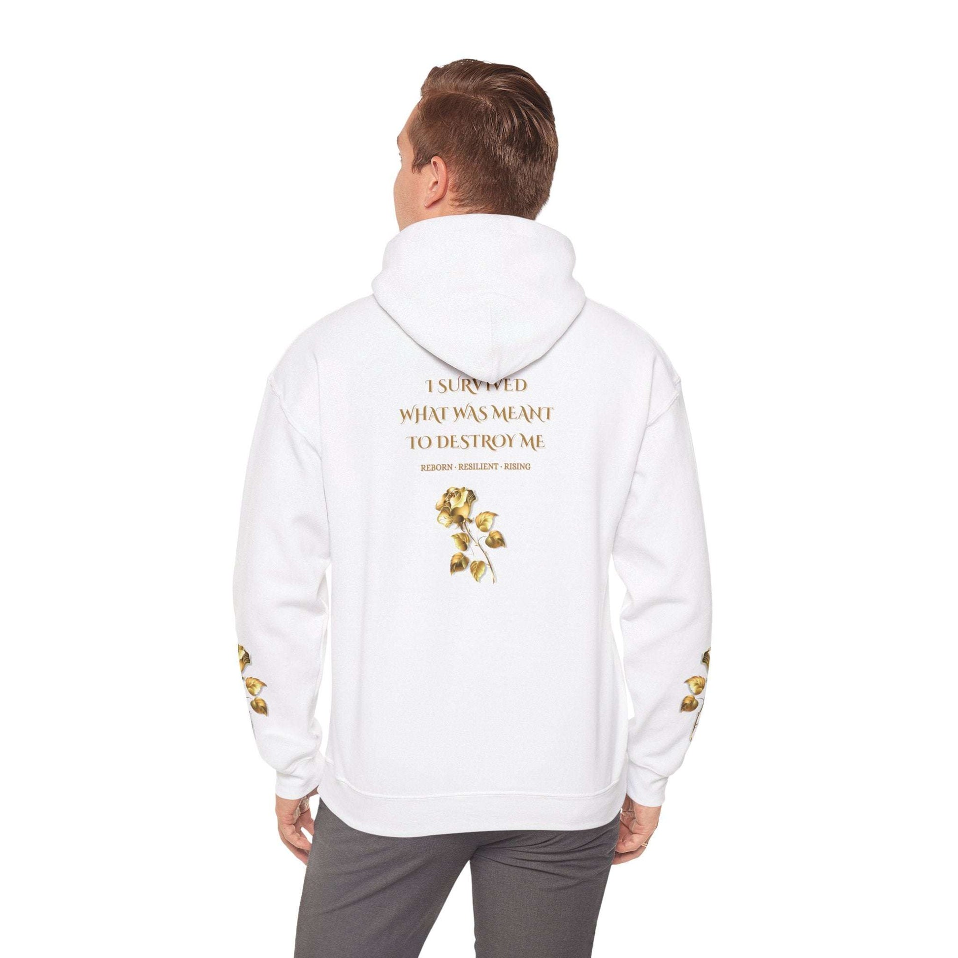 Resilient Rose Hoodie – Inspirational Graphic Hoodie with Gold Roses - Dream Studio Prints