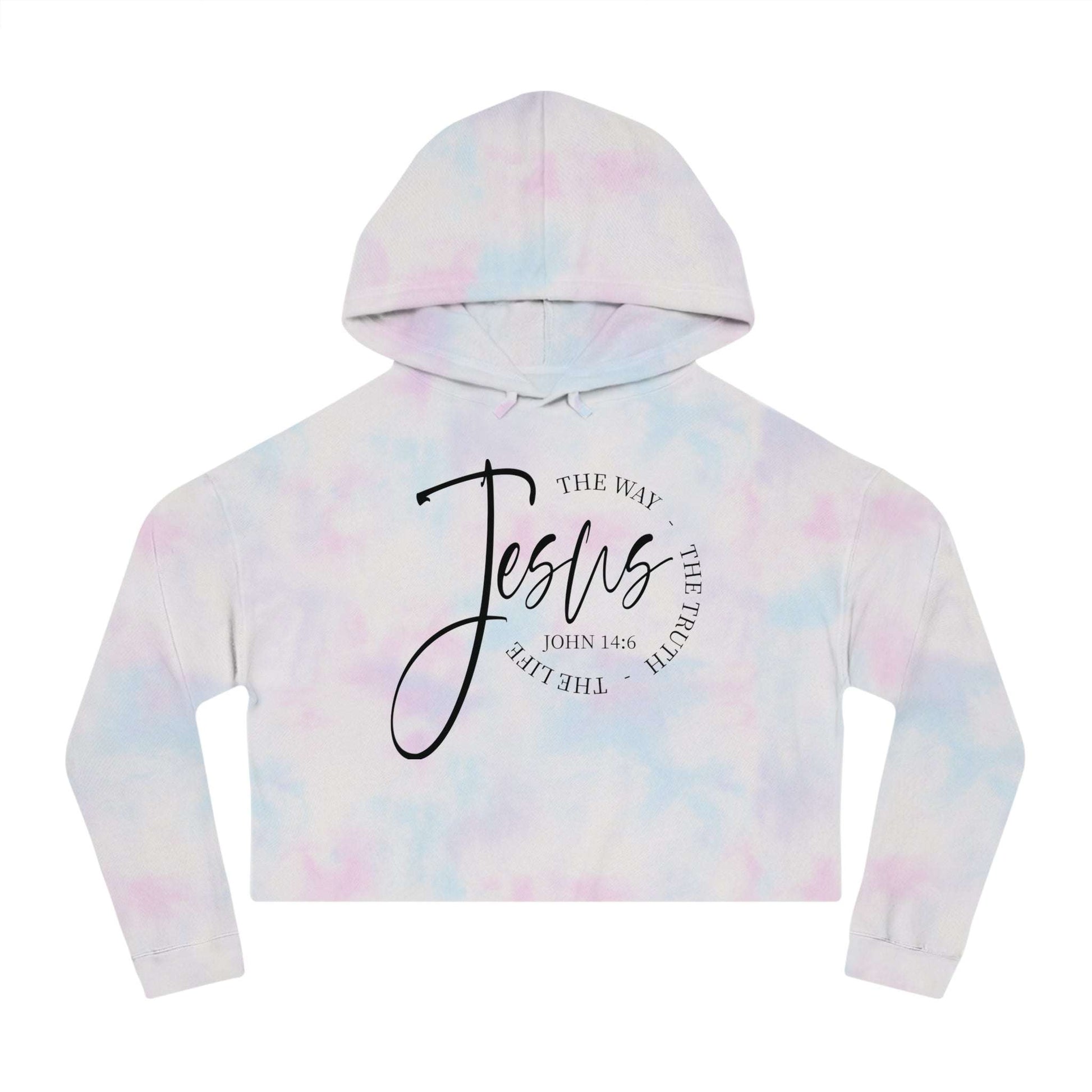 Jesus Script Women's Cropped Hoodie - Dream Studio Prints