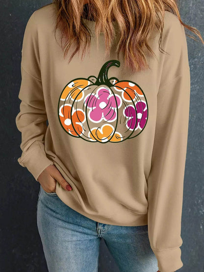 Halloween Thanksgiving Sweatshirt Floral Pumpkin Graphic - Dream Studio Prints