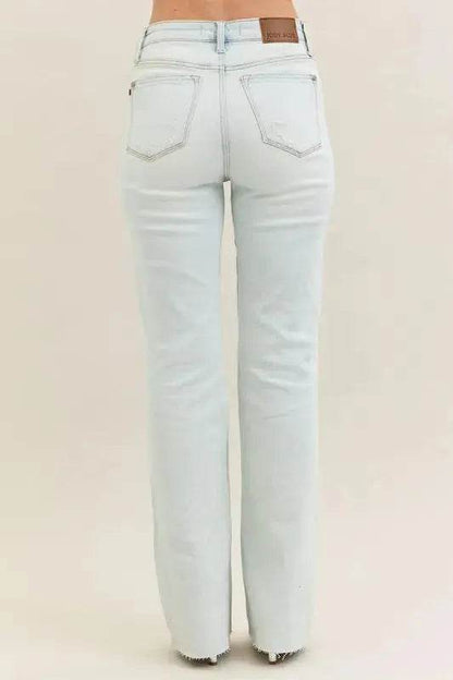 Judy Blue Full Size Destroy & Fray Hem Bootcut Jeans Plus Size - Dream Studio Prints
