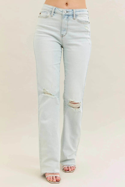 Judy Blue Full Size Destroy & Fray Hem Bootcut Jeans Plus Size - Dream Studio Prints